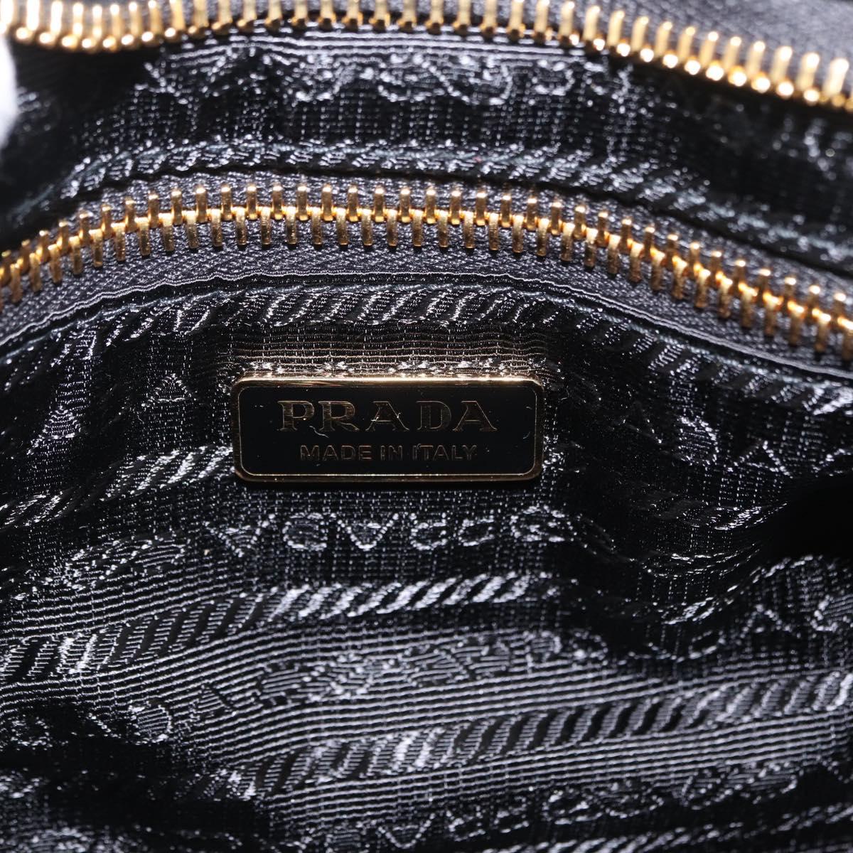 PRADA Hand Bag Leather 2way Black Gold Auth BA15993SAM