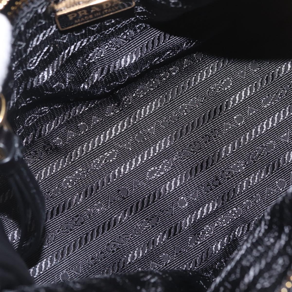PRADA Hand Bag Leather 2way Black Gold Auth BA15993SAM