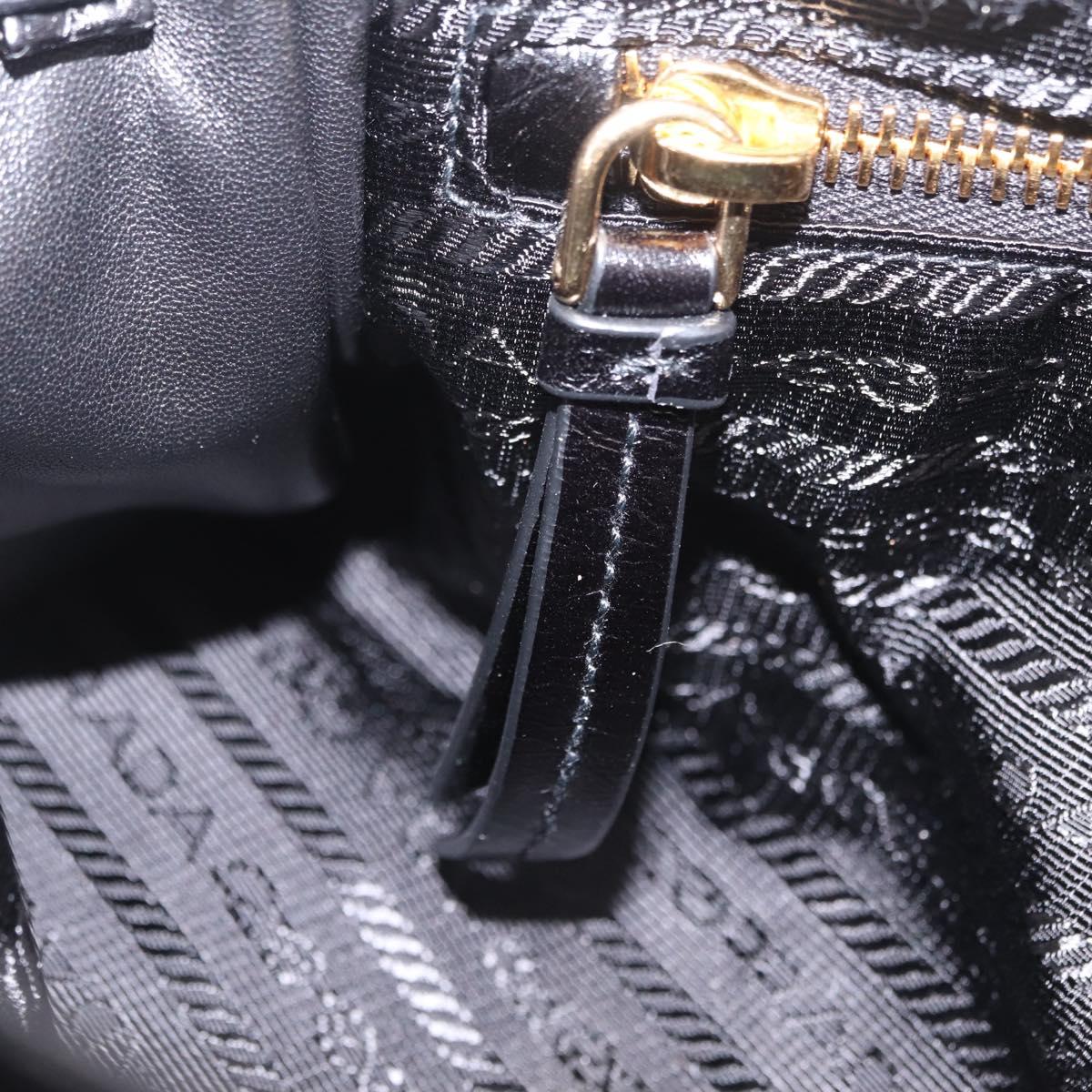 PRADA Hand Bag Leather 2way Black Gold Auth BA15993SAM