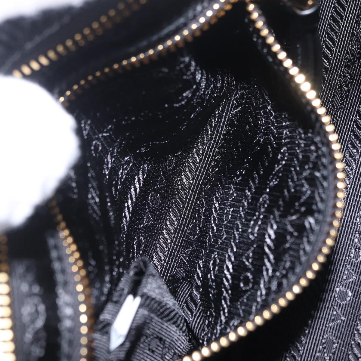 PRADA Hand Bag Leather 2way Black Gold Auth BA15993SAM