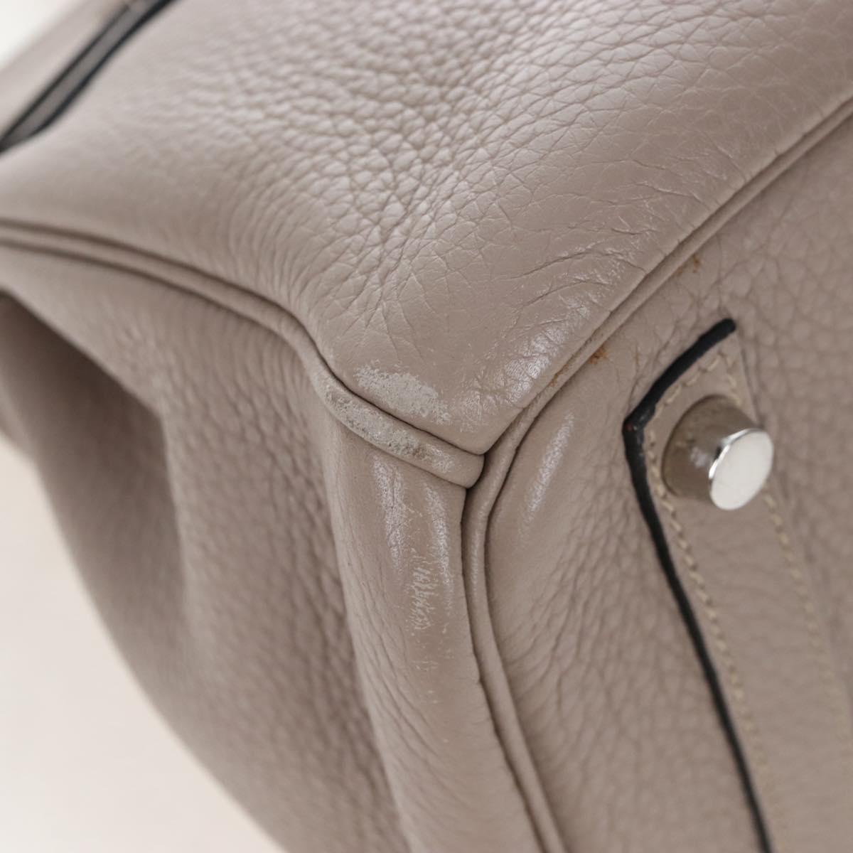 HERMES Birkin 30 Hand Bag Taurillon Leather Beige Silver Auth BA15994SM