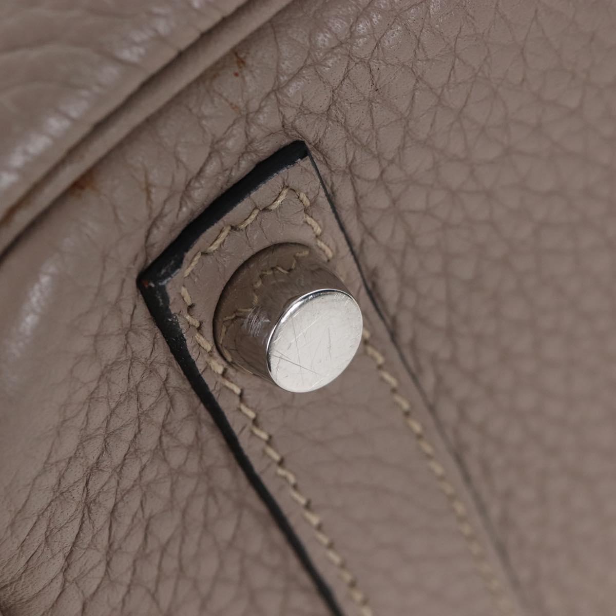 HERMES Birkin 30 Hand Bag Taurillon Leather Beige Silver Auth BA15994SM