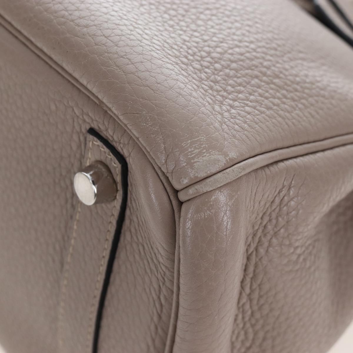 HERMES Birkin 30 Hand Bag Taurillon Leather Beige Silver Auth BA15994SM