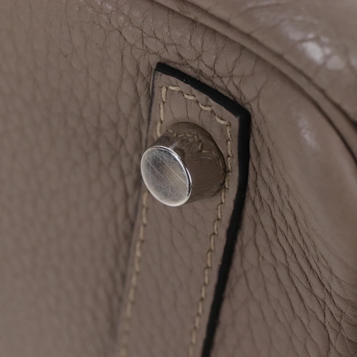 HERMES Birkin 30 Hand Bag Taurillon Leather Beige Silver Auth BA15994SM