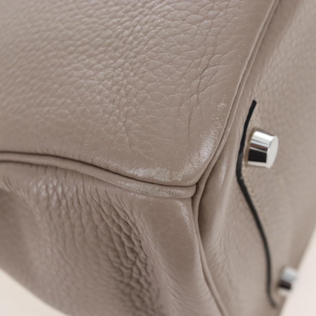 HERMES Birkin 30 Hand Bag Taurillon Leather Beige Silver Auth BA15994SM