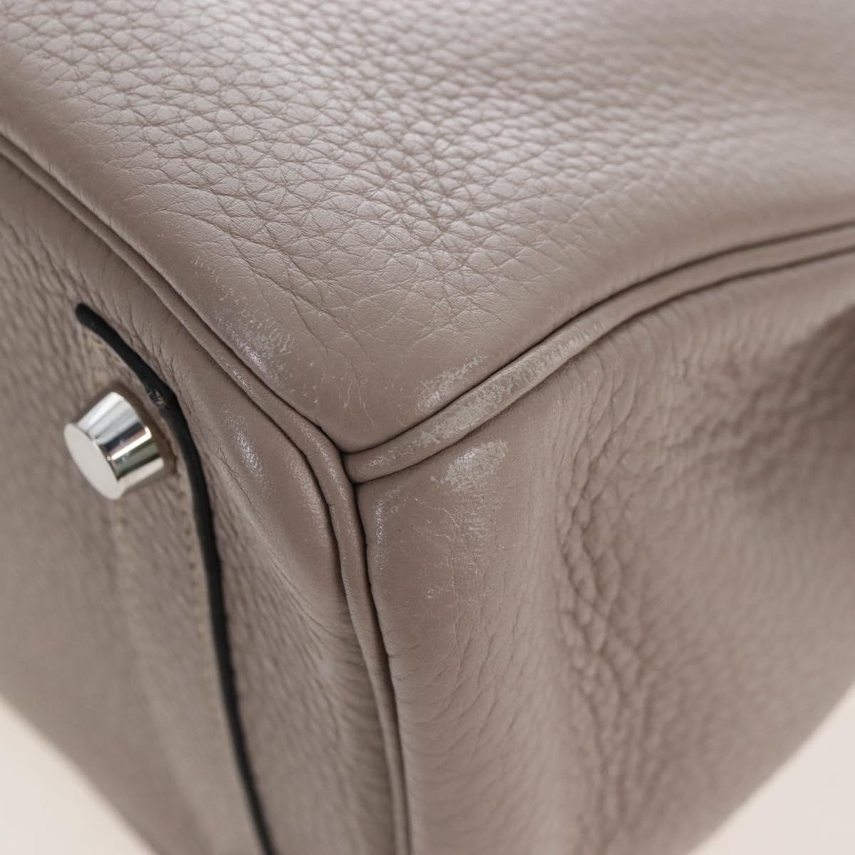 HERMES Birkin 30 Hand Bag Taurillon Leather Beige Silver Auth BA15994SM