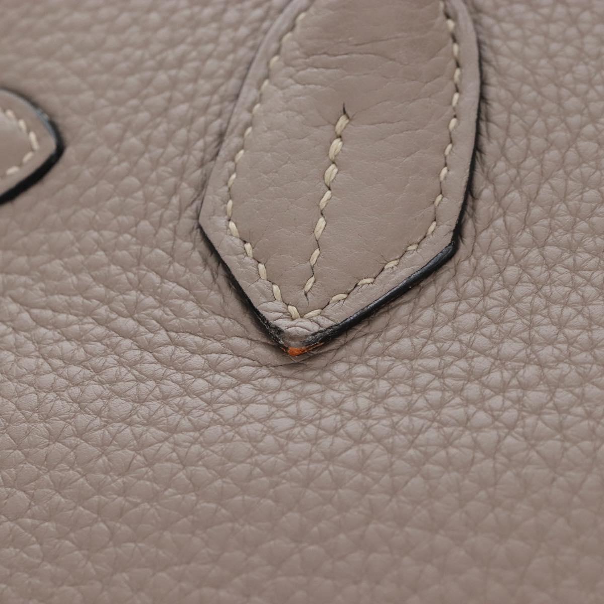 HERMES Birkin 30 Hand Bag Taurillon Leather Beige Silver Auth BA15994SM
