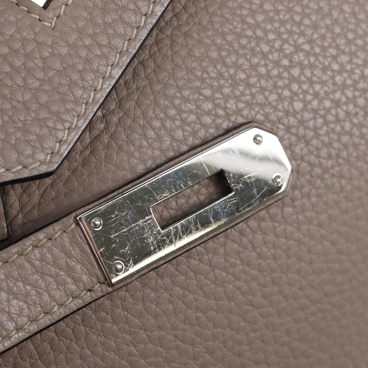 HERMES Birkin 30 Hand Bag Taurillon Leather Beige Silver Auth BA15994SM