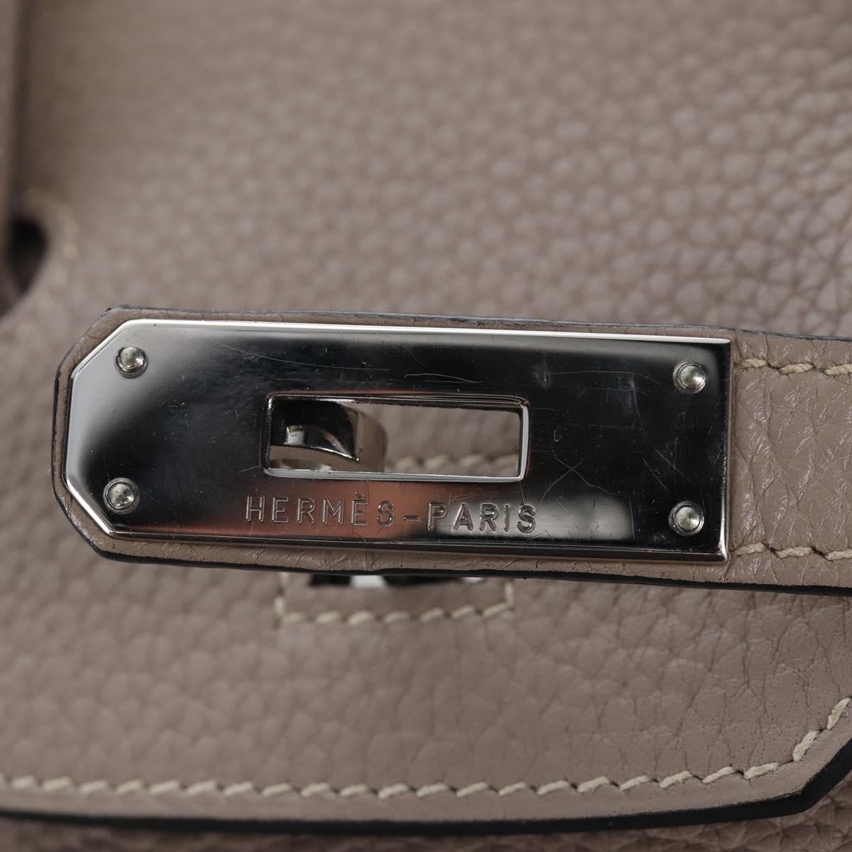HERMES Birkin 30 Hand Bag Taurillon Leather Beige Silver Auth BA15994SM