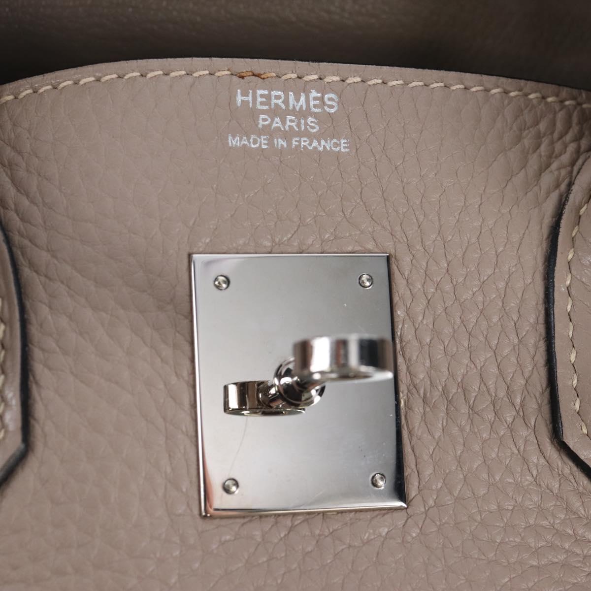 HERMES Birkin 30 Hand Bag Taurillon Leather Beige Silver Auth BA15994SM