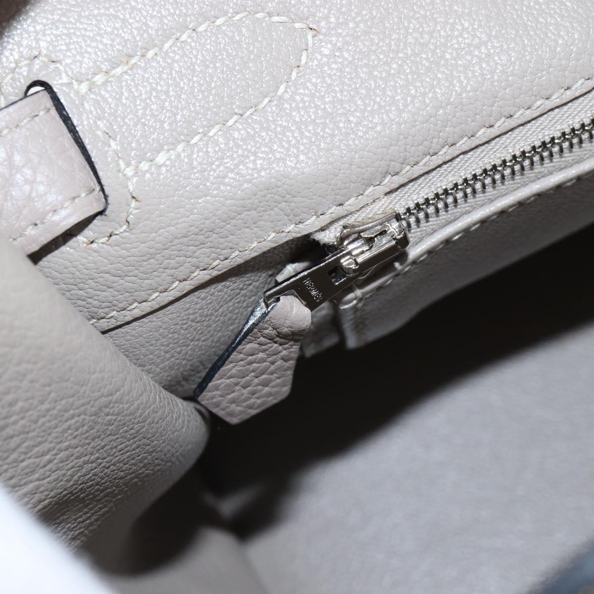 HERMES Birkin 30 Hand Bag Taurillon Leather Beige Silver Auth BA15994SM
