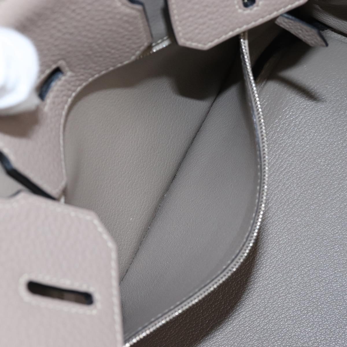 HERMES Birkin 30 Hand Bag Taurillon Leather Beige Silver Auth BA15994SM