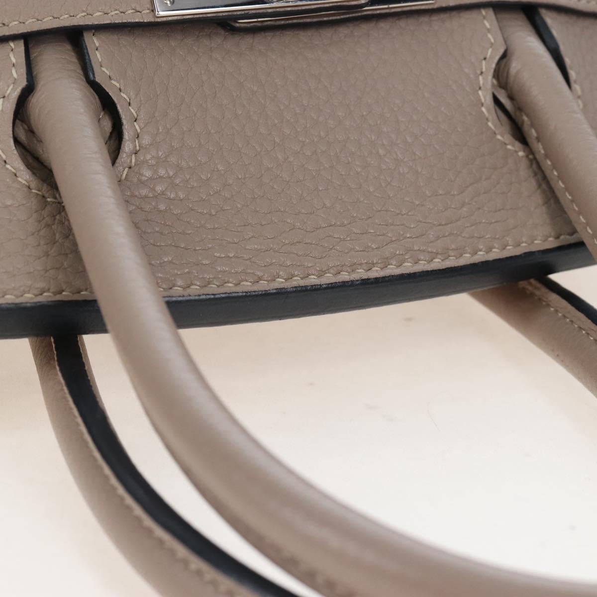 HERMES Birkin 30 Hand Bag Taurillon Leather Beige Silver Auth BA15994SM