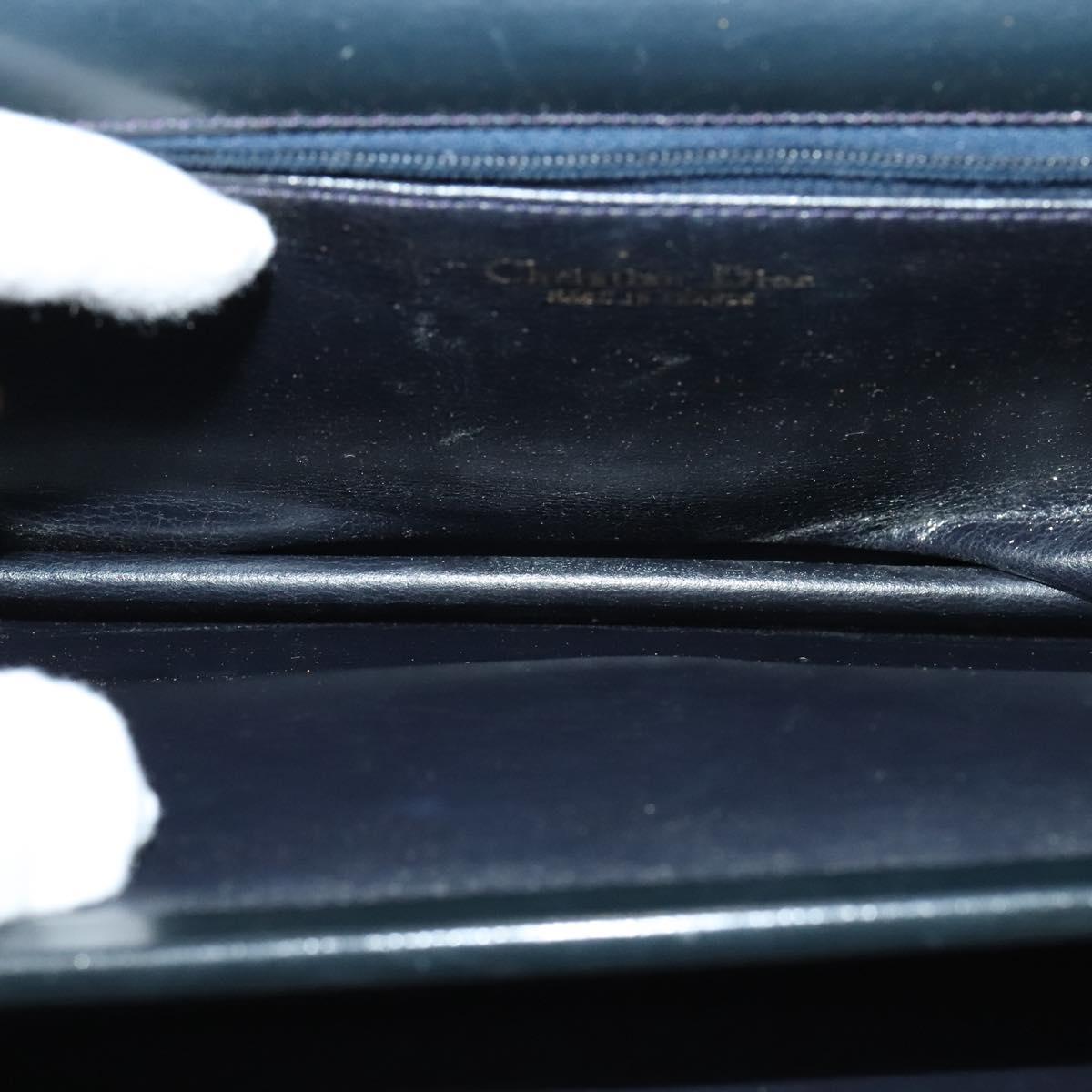 Christian Dior Shoulder Bag Leather Black Gold Auth BA1601