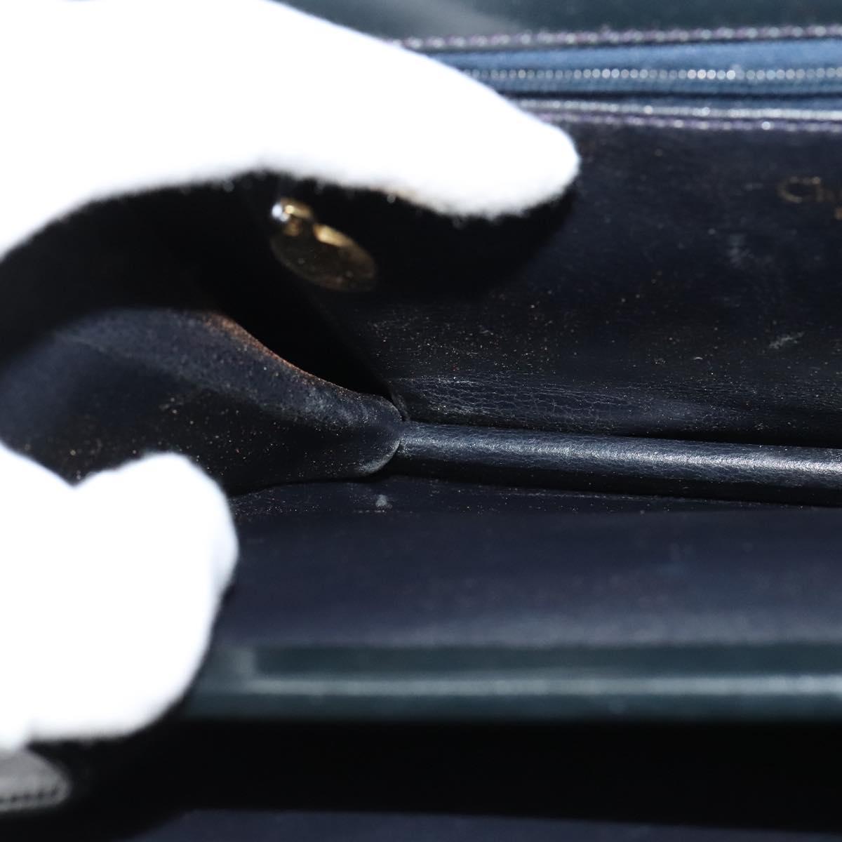 Christian Dior Shoulder Bag Leather Black Gold Auth BA1601