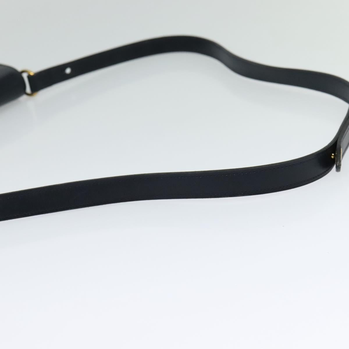 Christian Dior Shoulder Bag Leather Black Gold Auth BA1601