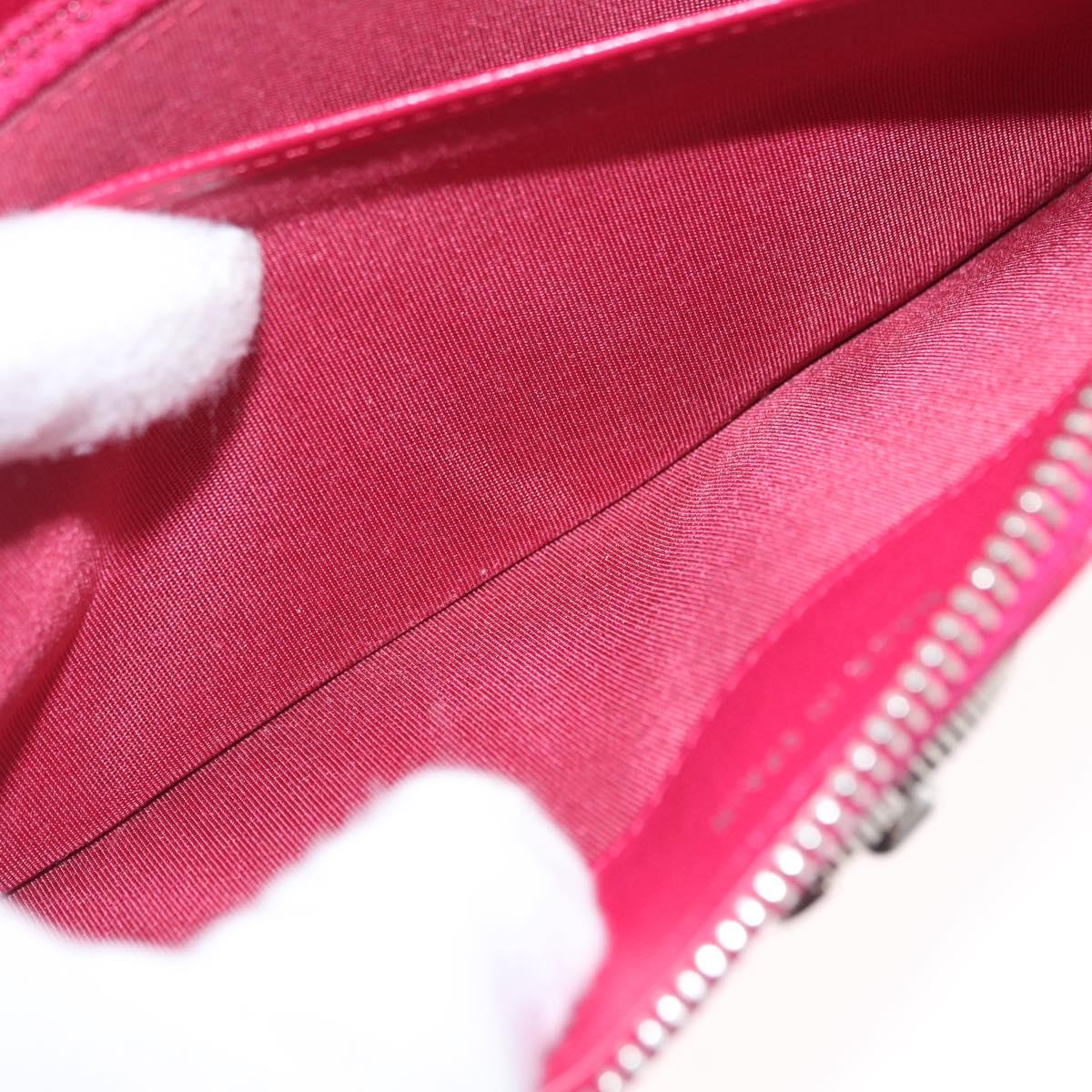 CHANEL Mademoiselle Matelasse Long Wallet Lamb Skin Red Silver CC Auth BA16010A
