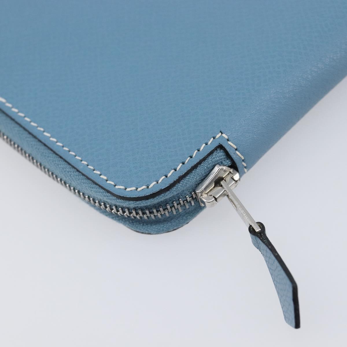 HERMES Agenda Vision 2 Day Planner Cover Leather Light Blue Silver Auth BA16011V