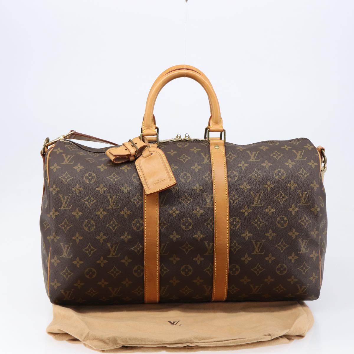 LOUIS VUITTON Monogram Keepall Bandouliere 45 Boston Bag M41418 LV Auth BA16014V