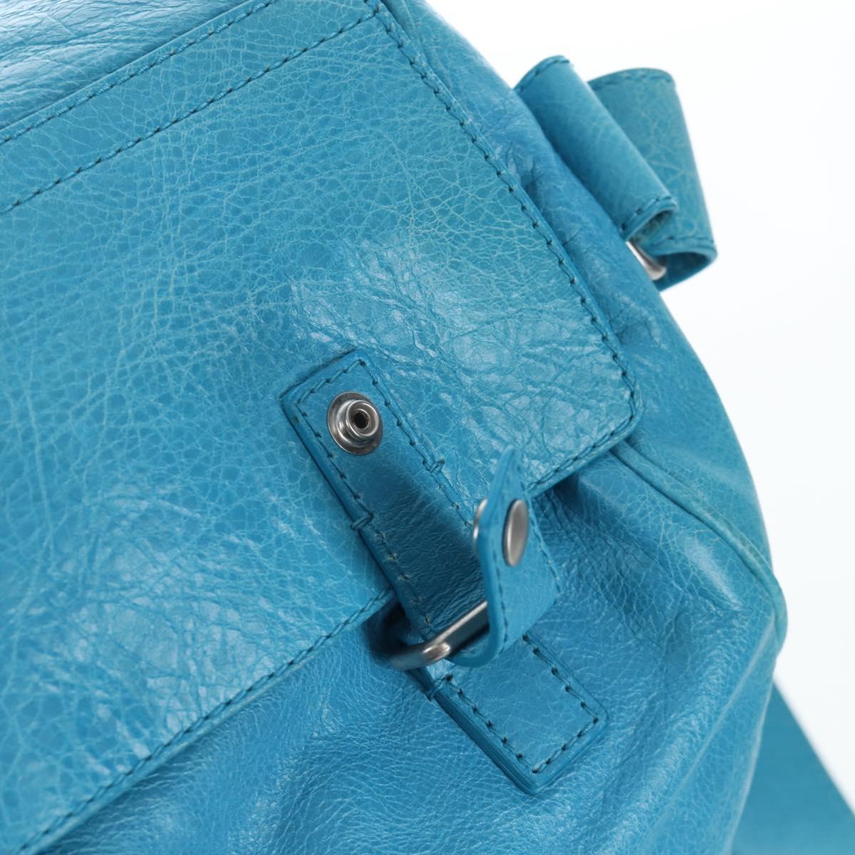 Balenciaga Classic Squash Bag Leather 2way Blue Silver 285698 Auth BA16025M