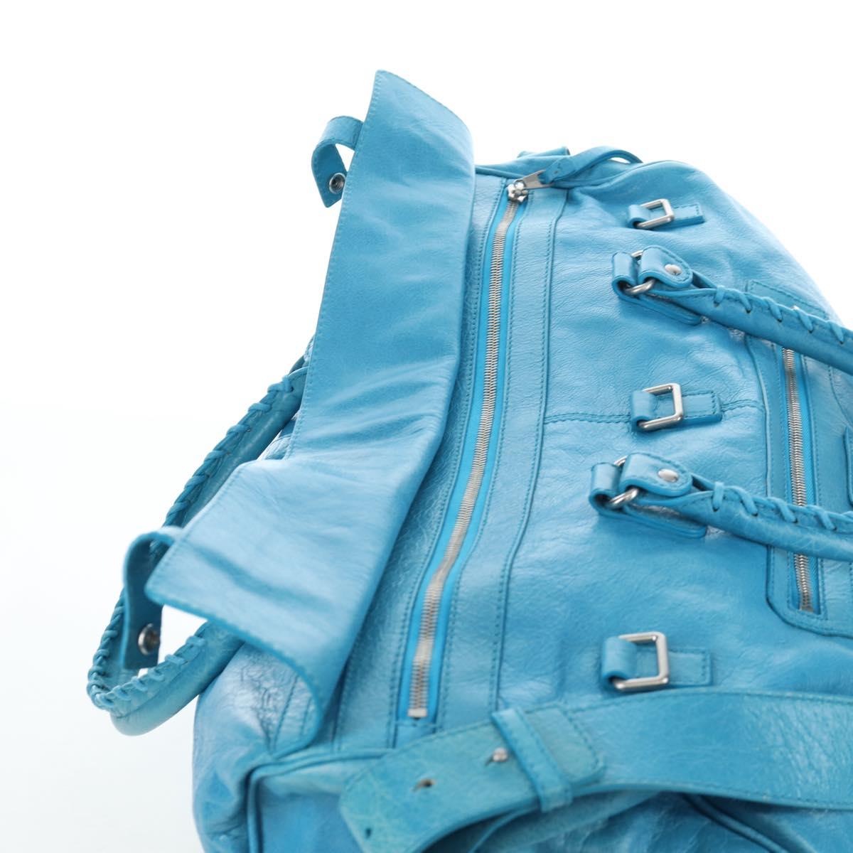 Balenciaga Classic Squash Bag Leather 2way Blue Silver 285698 Auth BA16025M