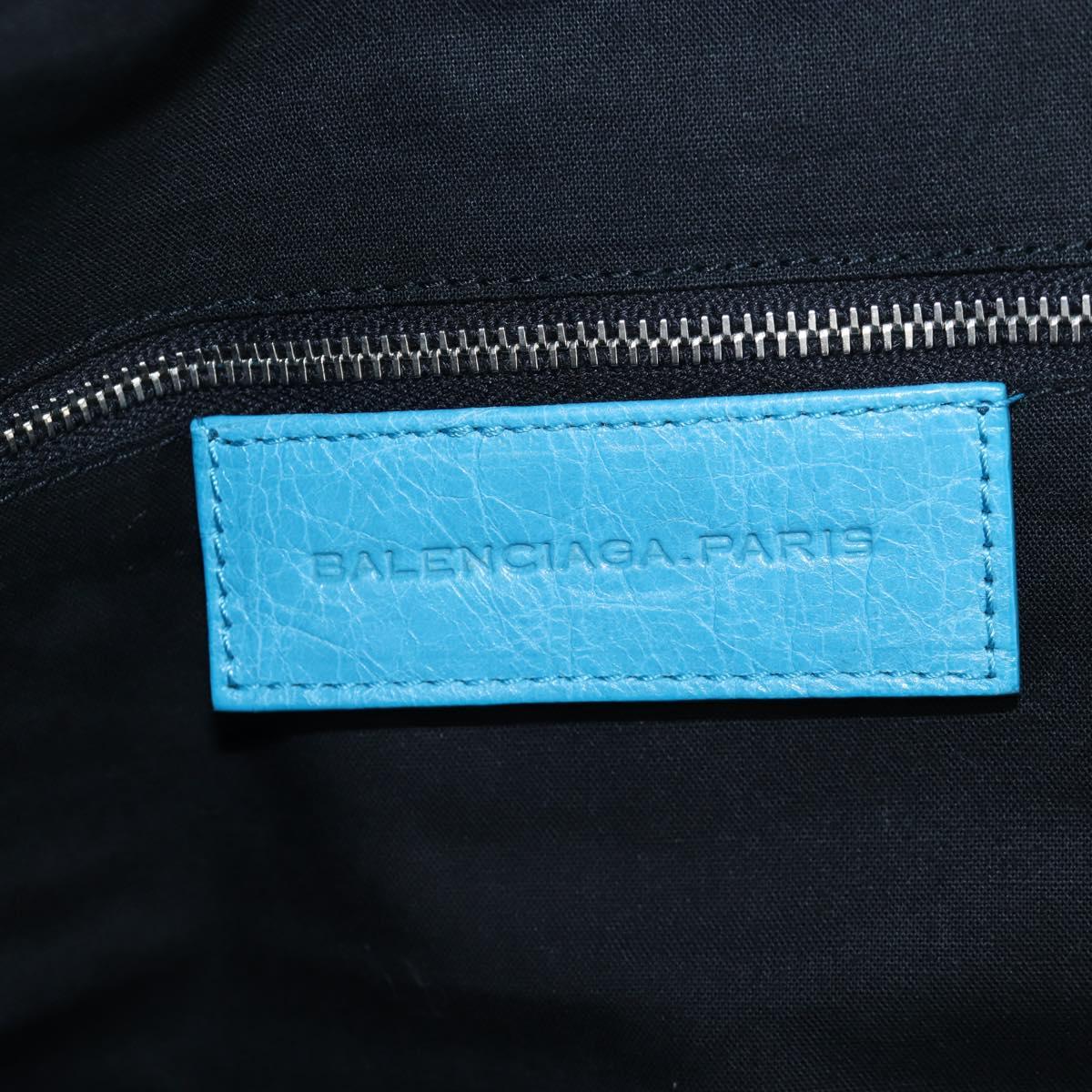 Balenciaga Classic Squash Bag Leather 2way Blue Silver 285698 Auth BA16025M