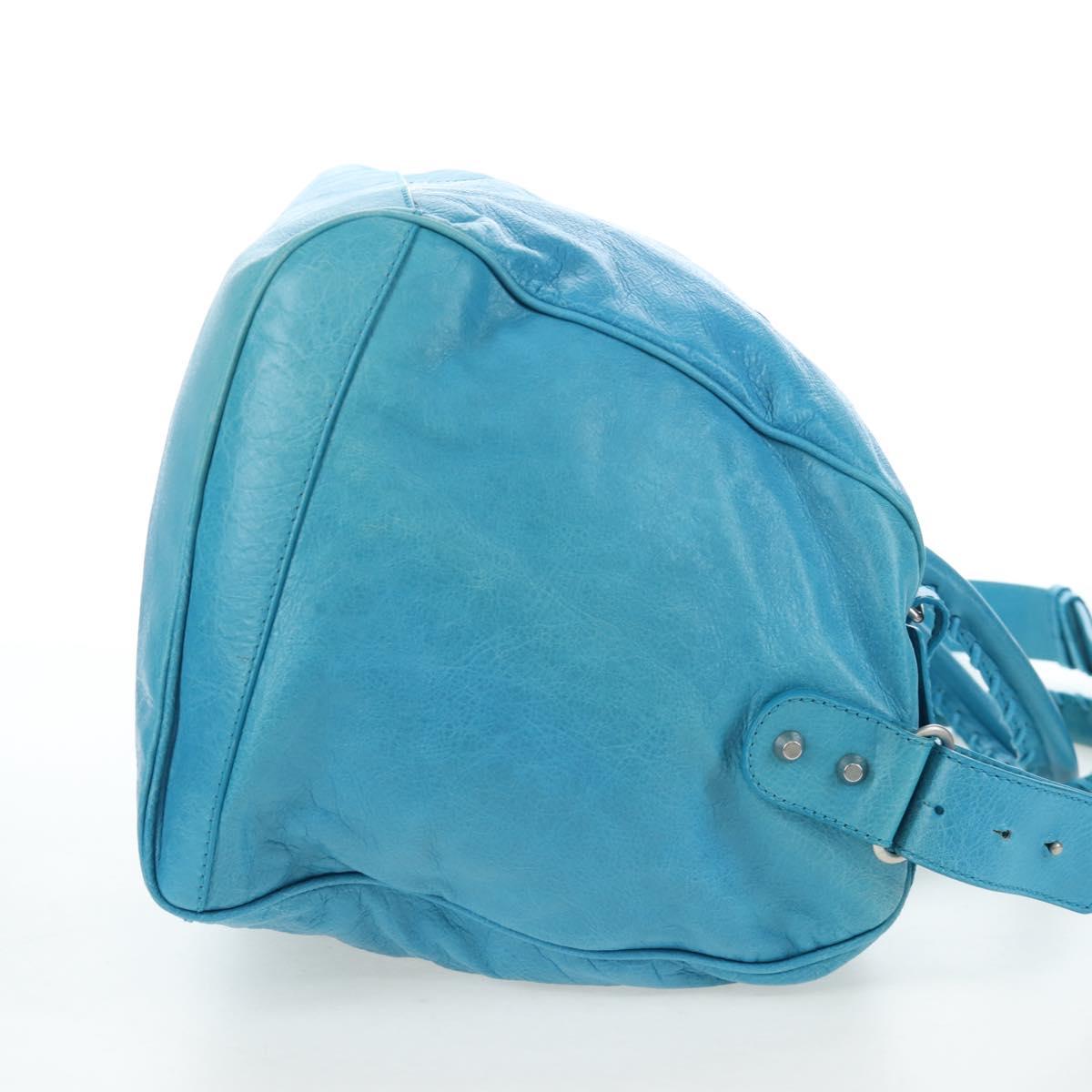 Balenciaga Classic Squash Bag Leather 2way Blue Silver 285698 Auth BA16025M