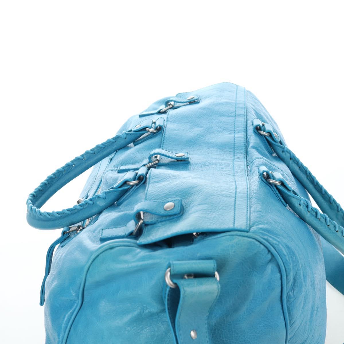 Balenciaga Classic Squash Bag Leather 2way Blue Silver 285698 Auth BA16025M