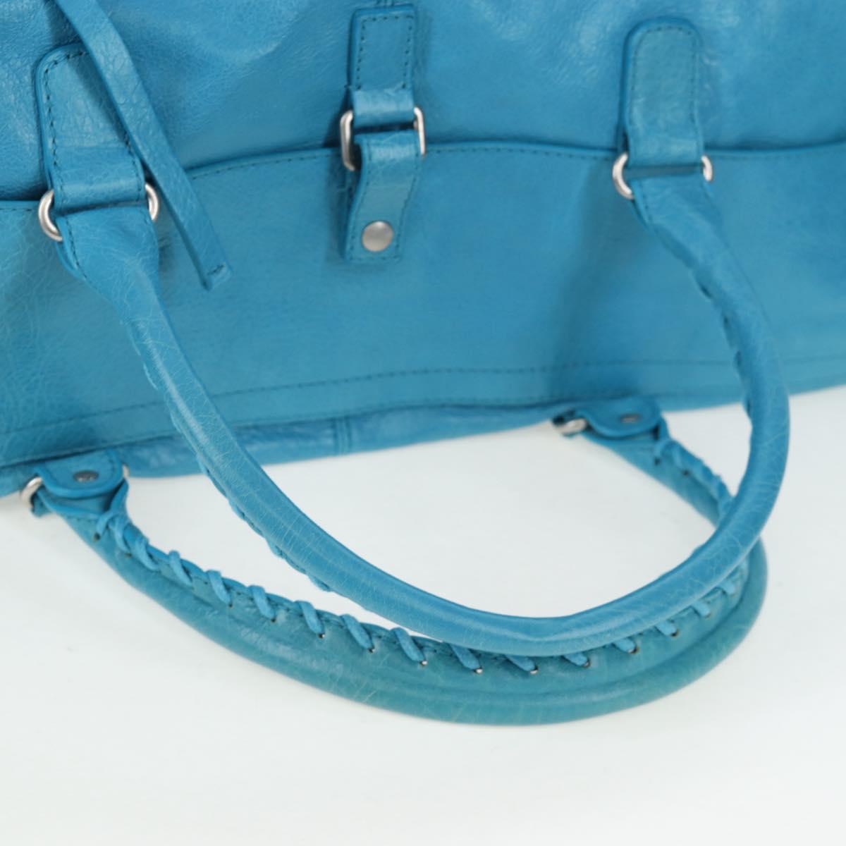Balenciaga Classic Squash Bag Leather 2way Blue Silver 285698 Auth BA16025M