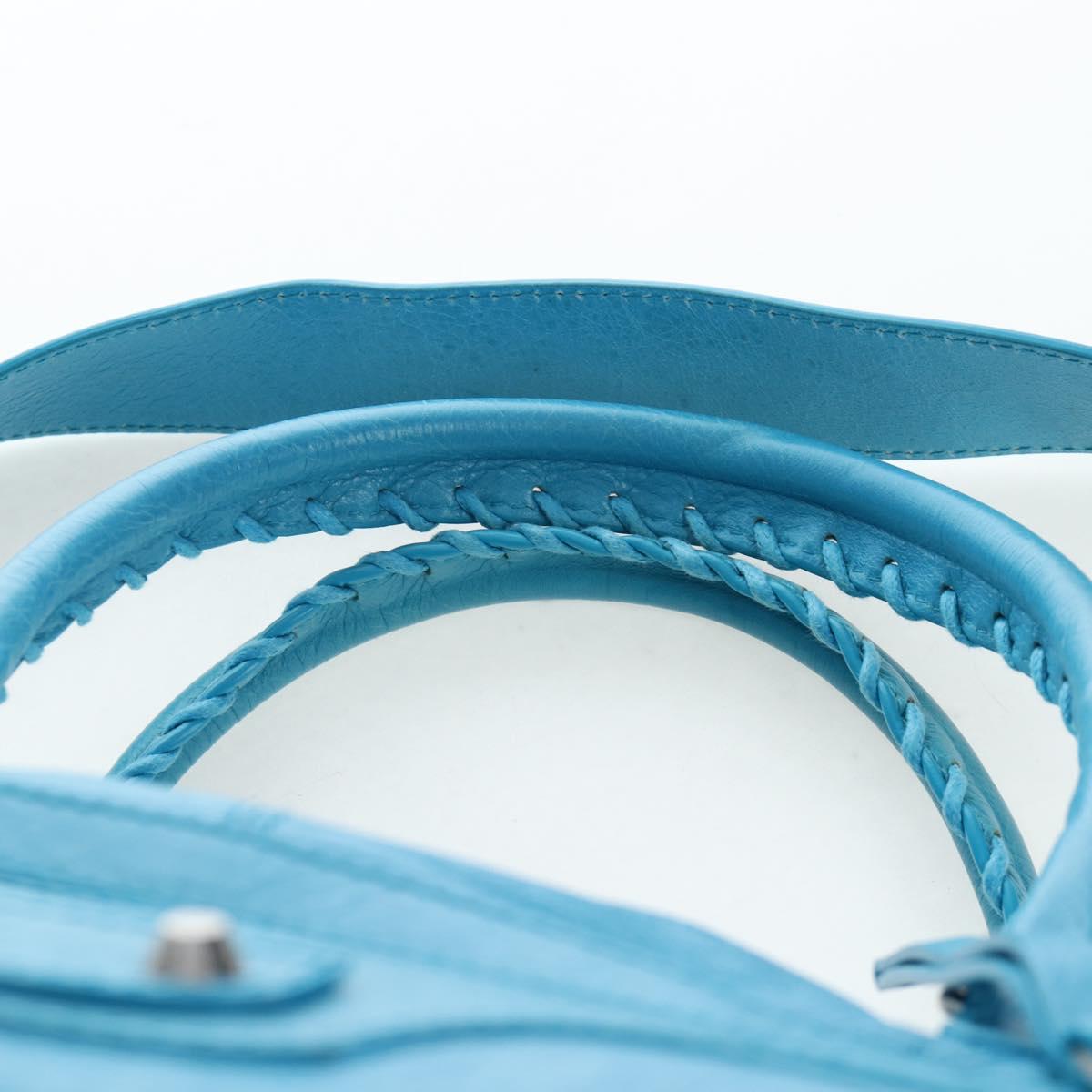 Balenciaga Classic Squash Bag Leather 2way Blue Silver 285698 Auth BA16025M