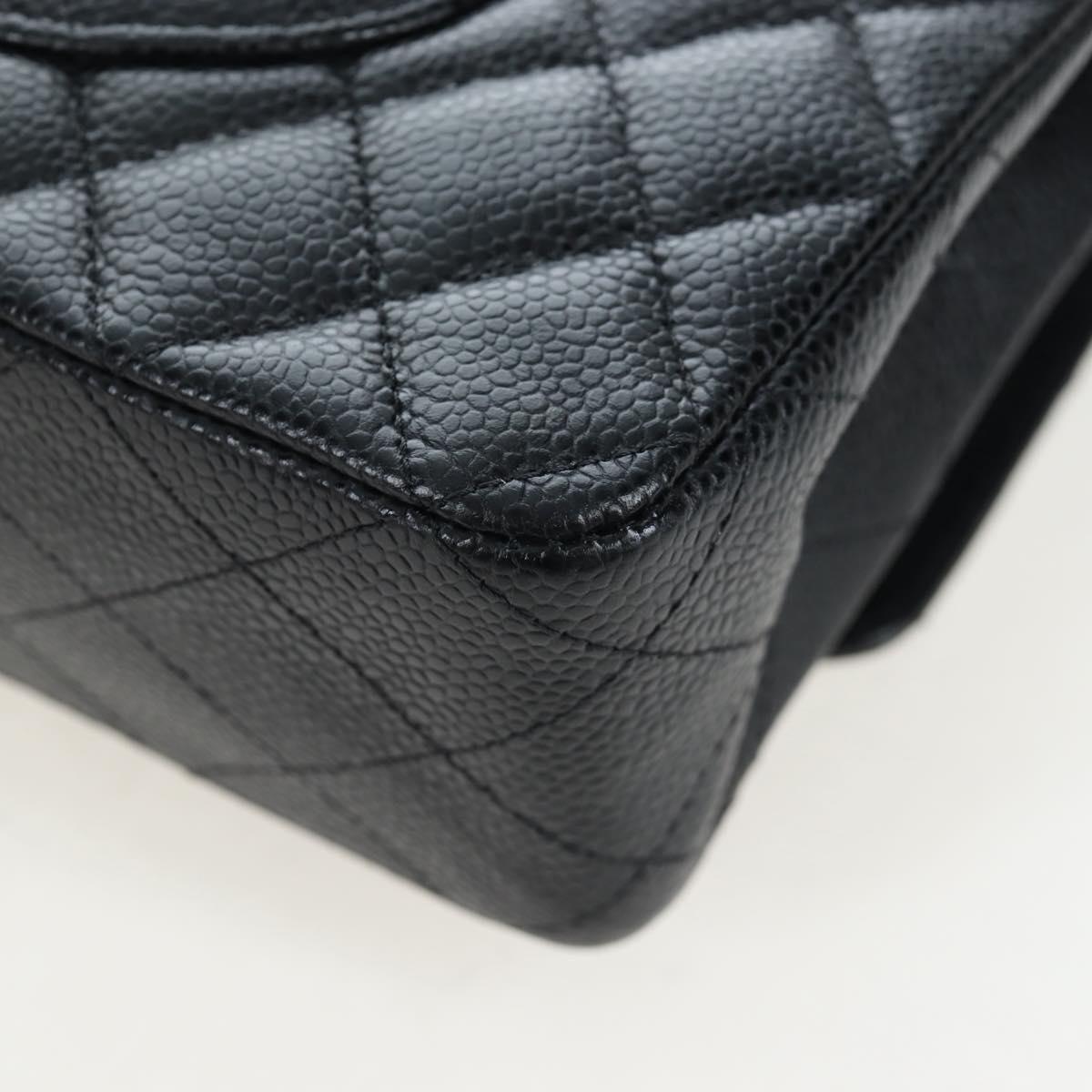 CHANEL Chain Matelasse 25 Bag Caviar Skin Black Silver CC Auth BA16031SV
