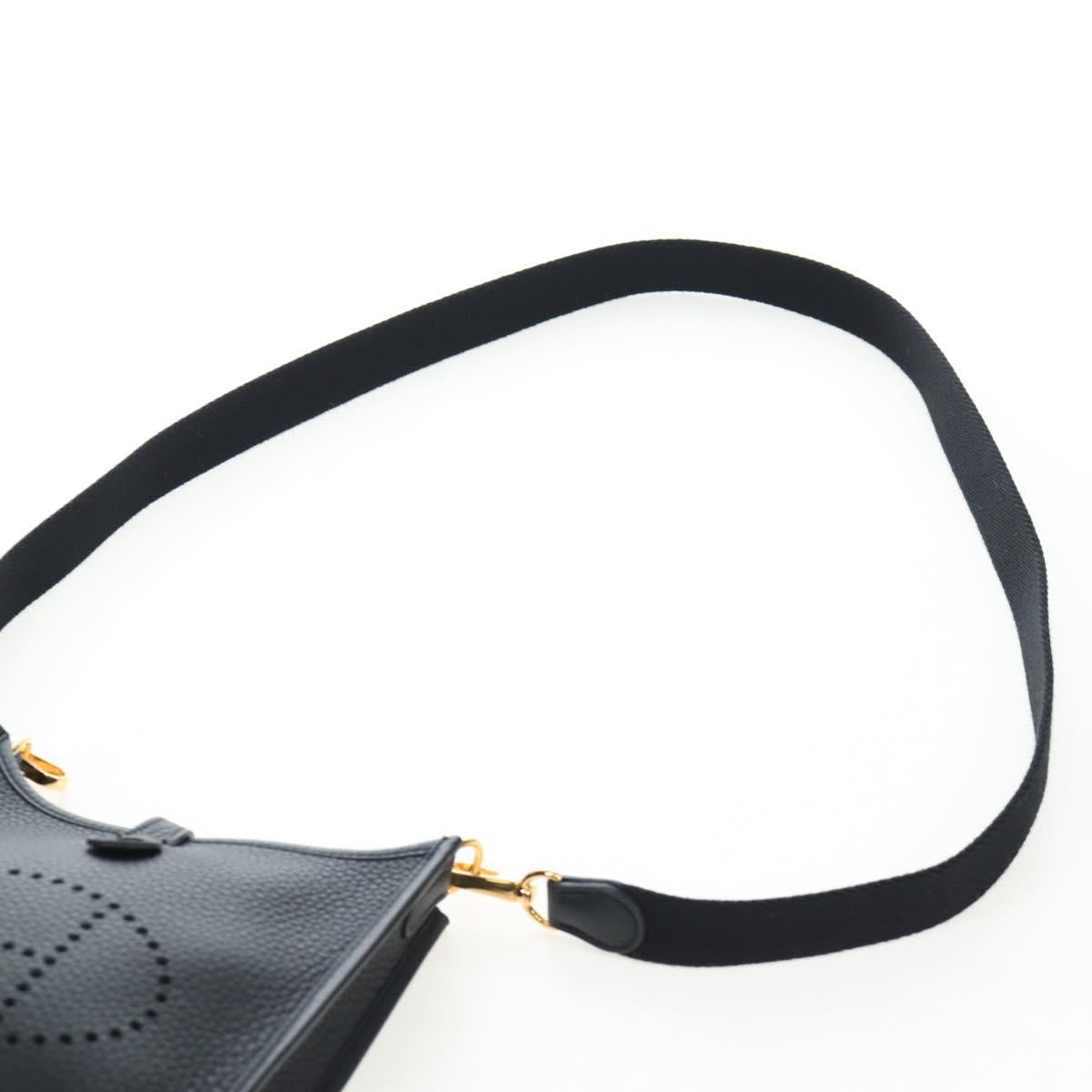 HERMES Evelyn 16 TPM Shoulder Bag Leather Black Gold Auth BA16042SV