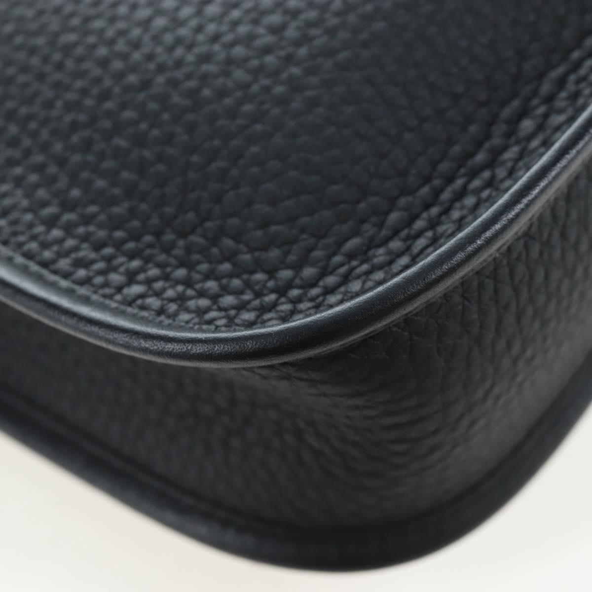 HERMES Evelyn 16 TPM Shoulder Bag Leather Black Gold Auth BA16042SV