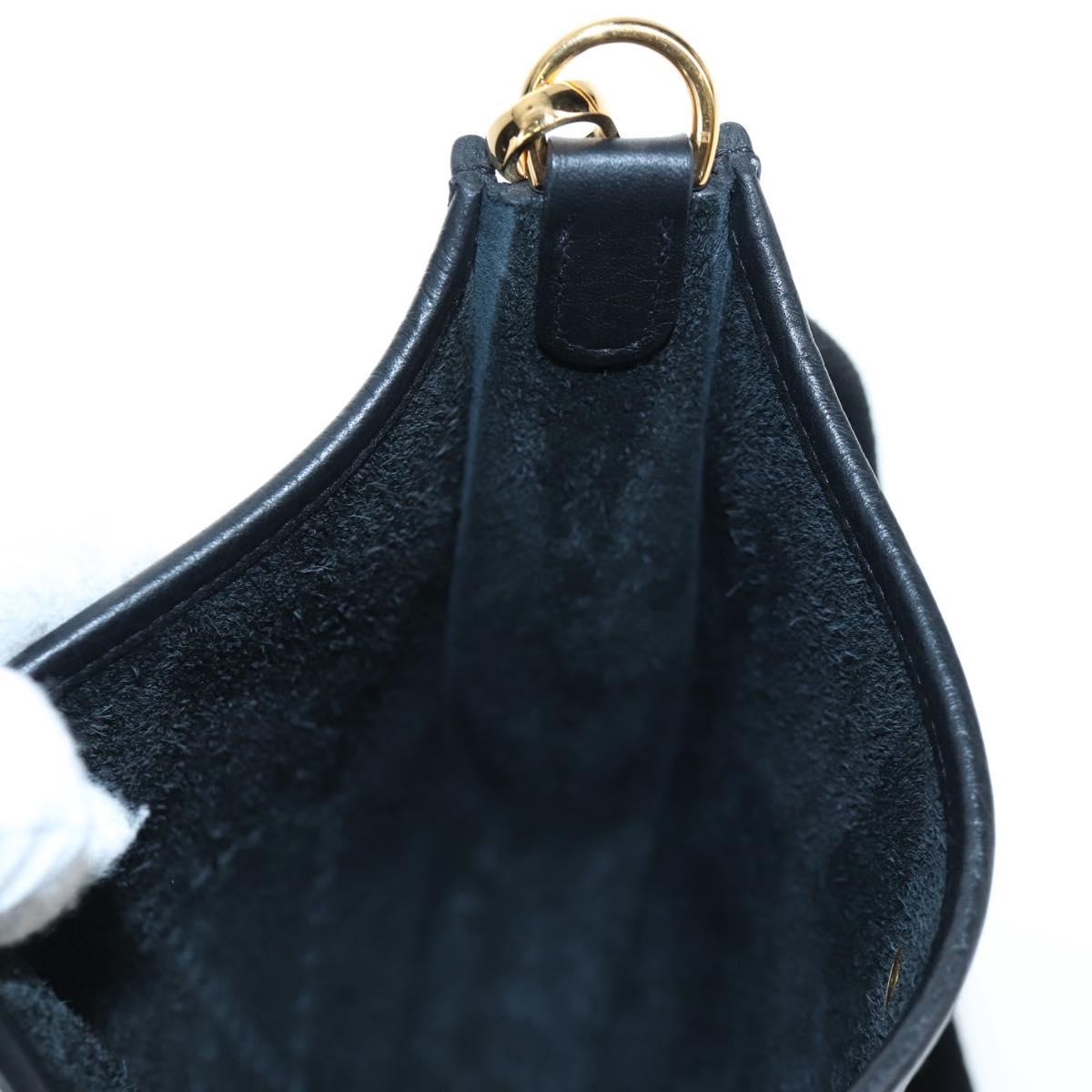 HERMES Evelyn 16 TPM Shoulder Bag Leather Black Gold Auth BA16042SV