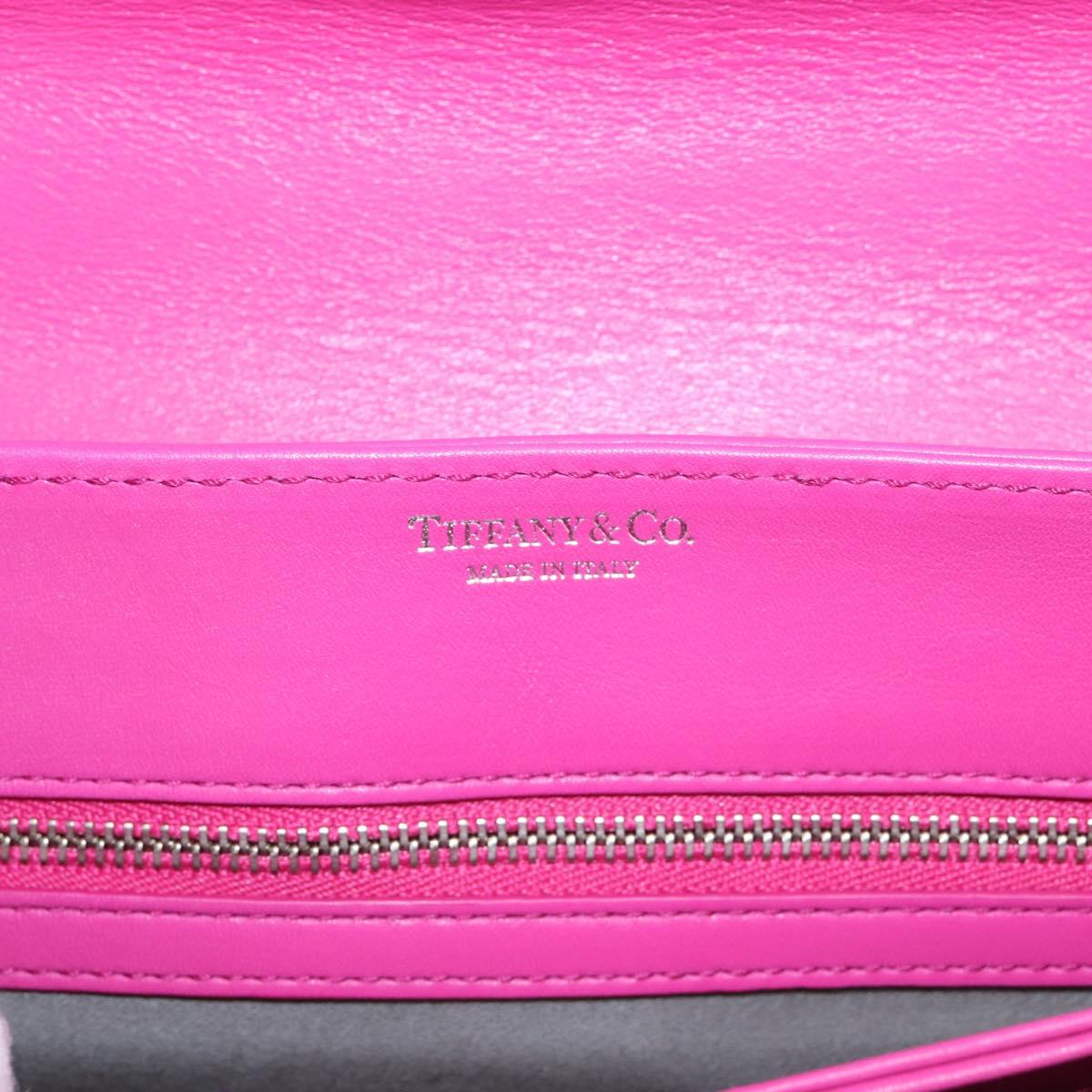 Tiffany & Co. Hand Bag Leather Pink Silver Auth BA16045V