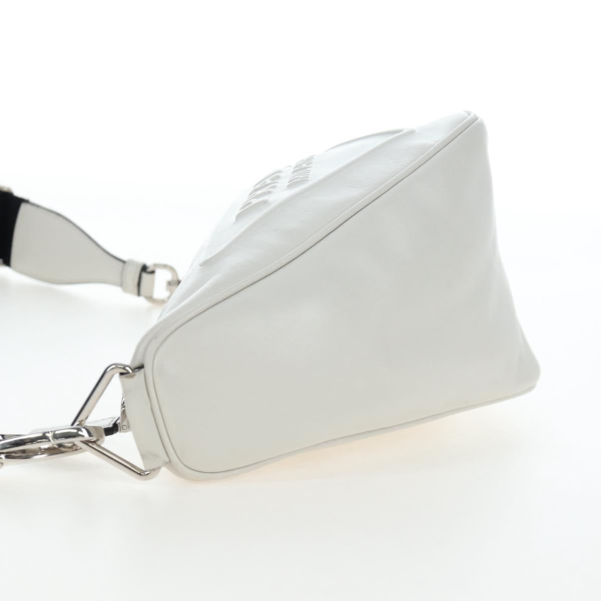 PRADA Shoulder Bag Leather White Silver Auth BA16048M