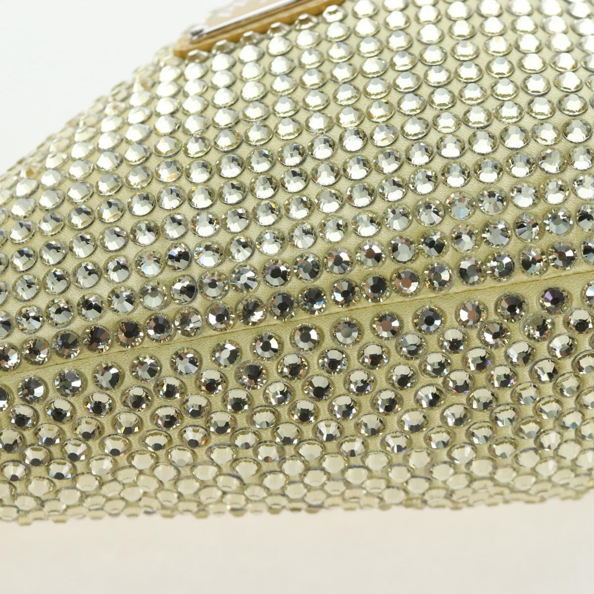 PRADA Shoulder Bag Satin Rhinestones Gold Auth BA16050M