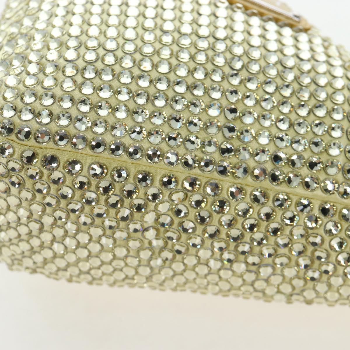 PRADA Shoulder Bag Satin Rhinestones Gold Auth BA16050M