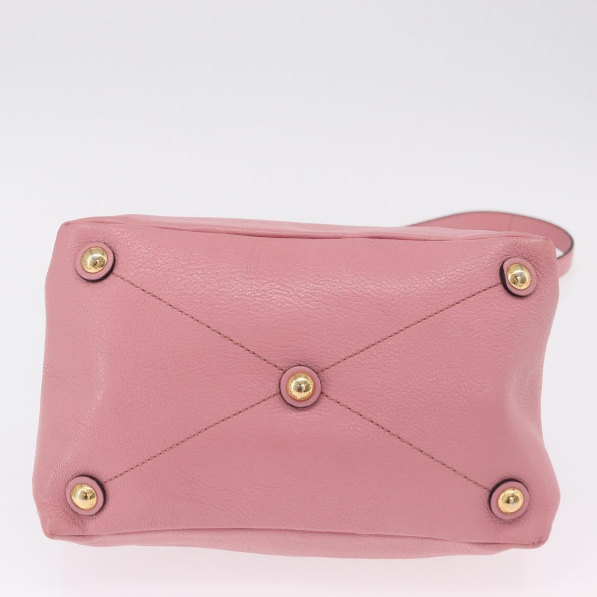 Miu Miu Hand Bag Leather 2way Pink Gold Auth BA16056A