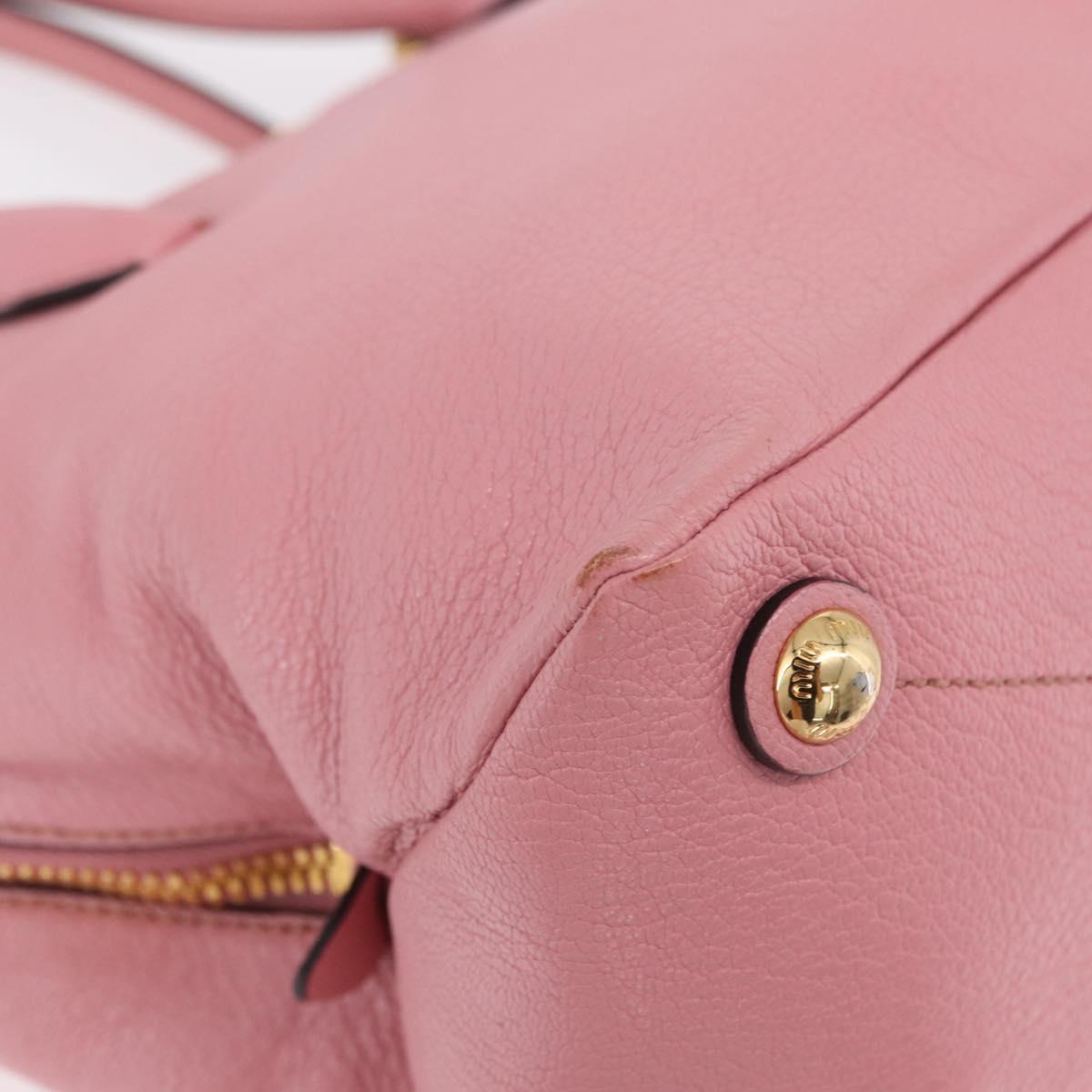 Miu Miu Hand Bag Leather 2way Pink Gold Auth BA16056A