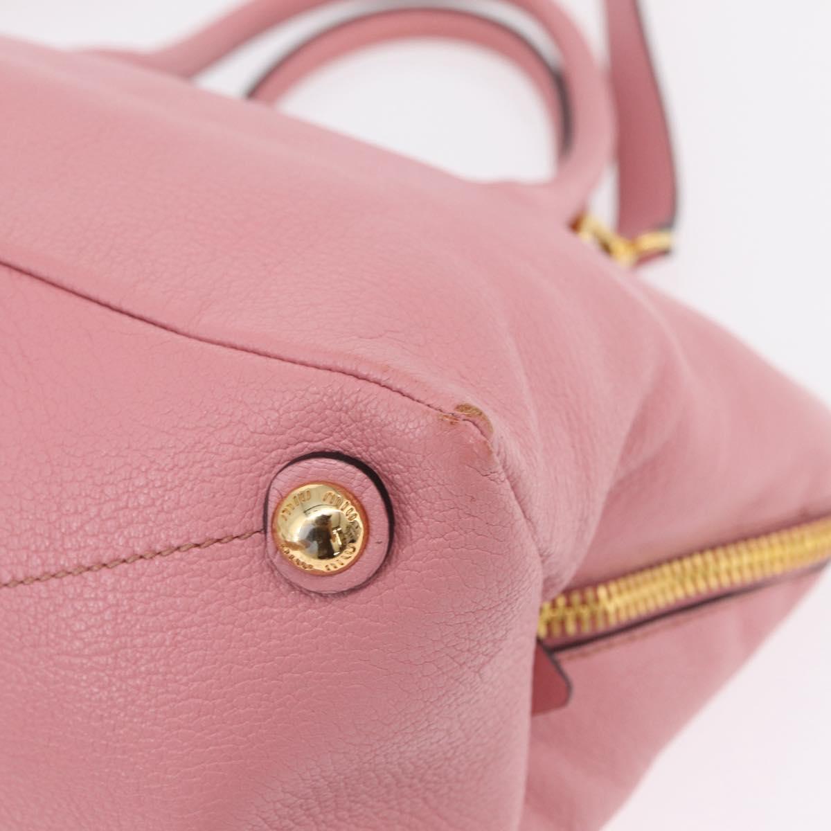 Miu Miu Hand Bag Leather 2way Pink Gold Auth BA16056A