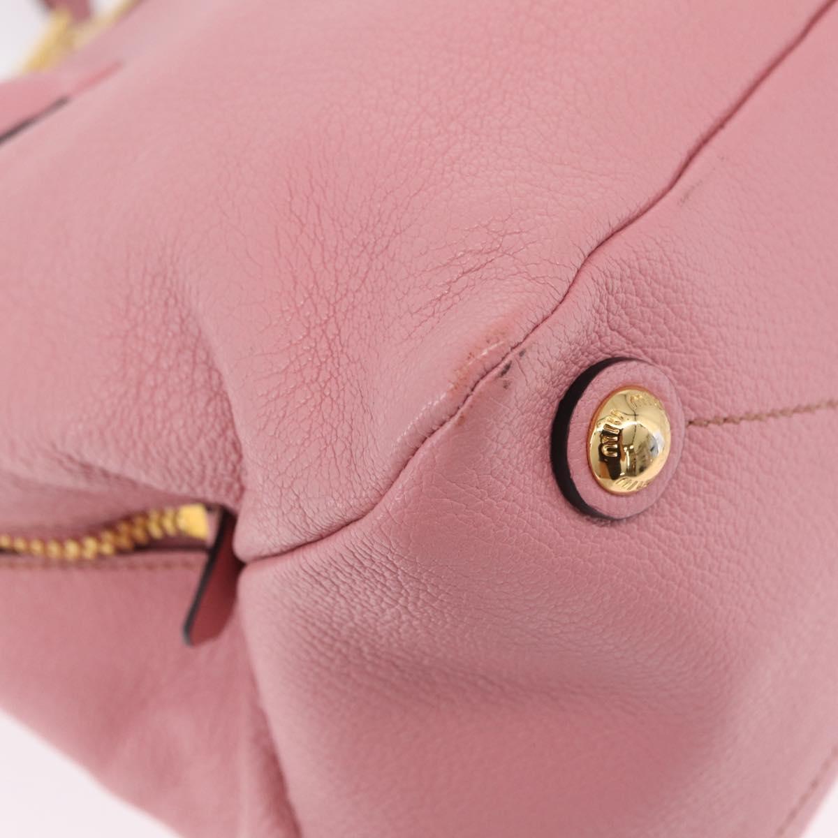 Miu Miu Hand Bag Leather 2way Pink Gold Auth BA16056A