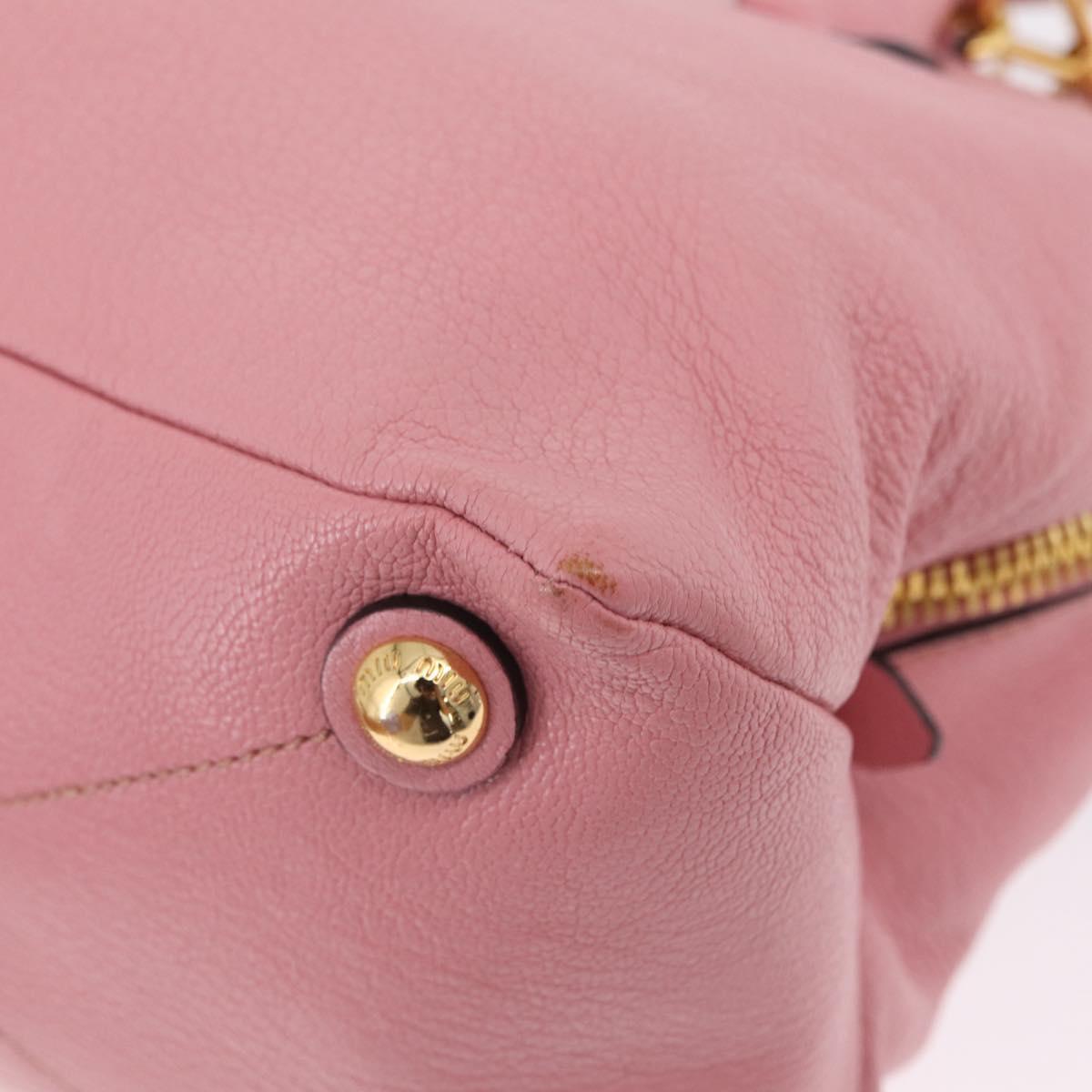 Miu Miu Hand Bag Leather 2way Pink Gold Auth BA16056A