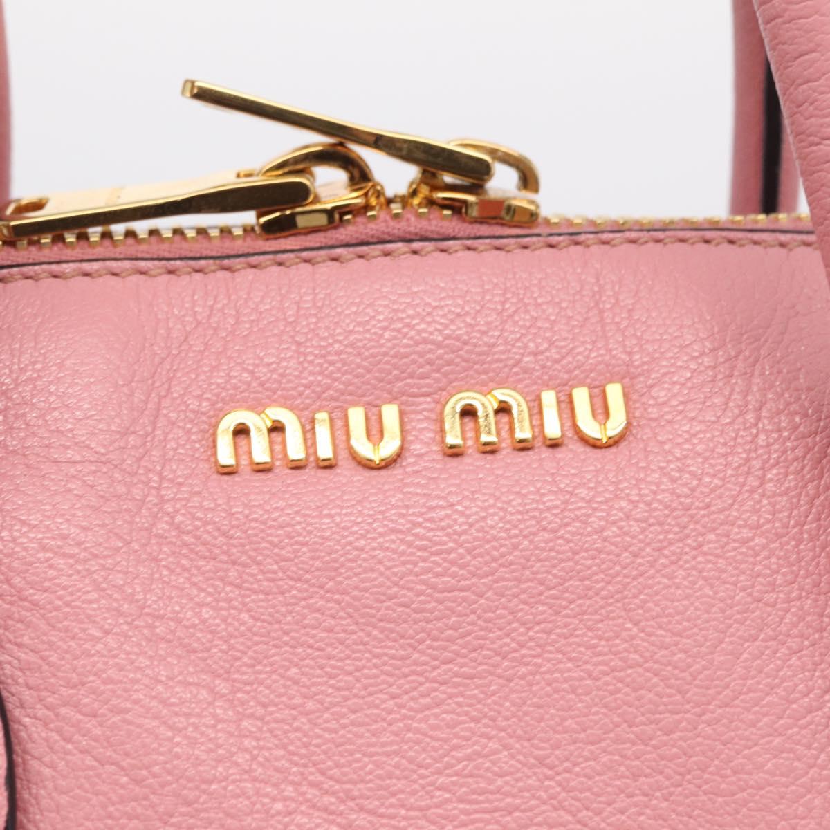 Miu Miu Hand Bag Leather 2way Pink Gold Auth BA16056A