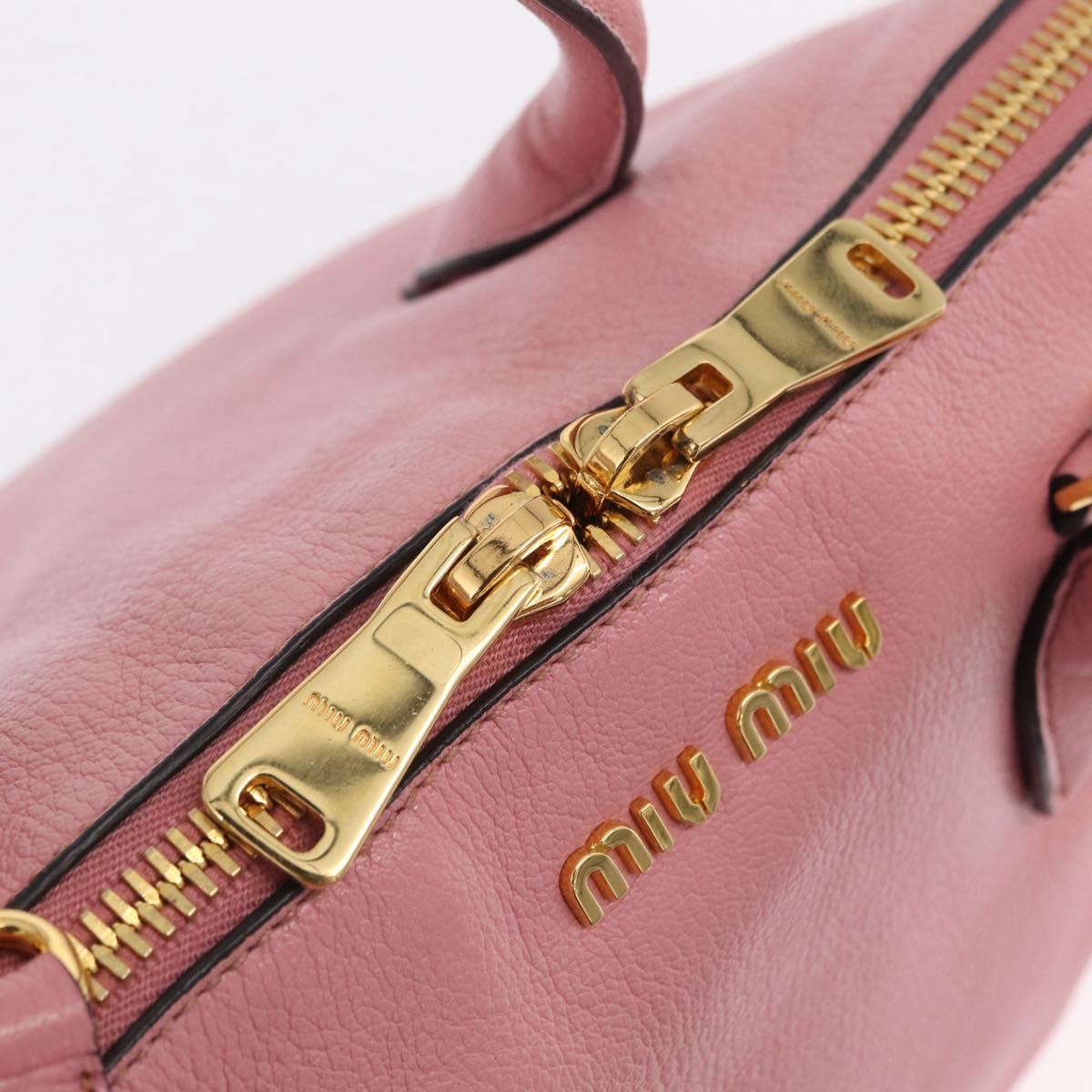 Miu Miu Hand Bag Leather 2way Pink Gold Auth BA16056A