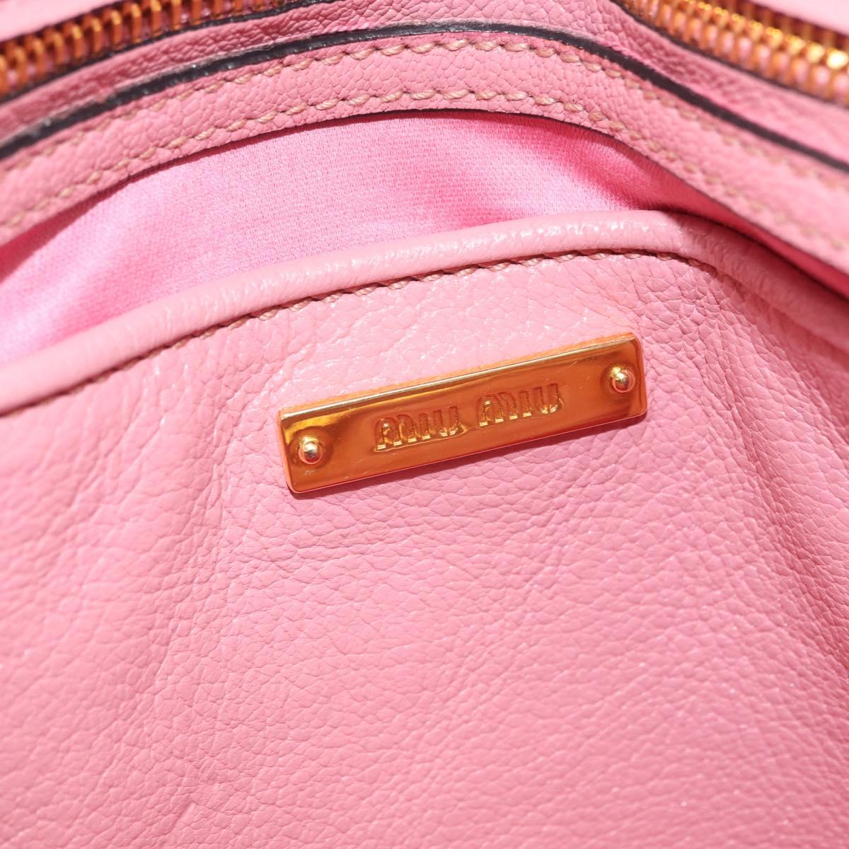 Miu Miu Hand Bag Leather 2way Pink Gold Auth BA16056A