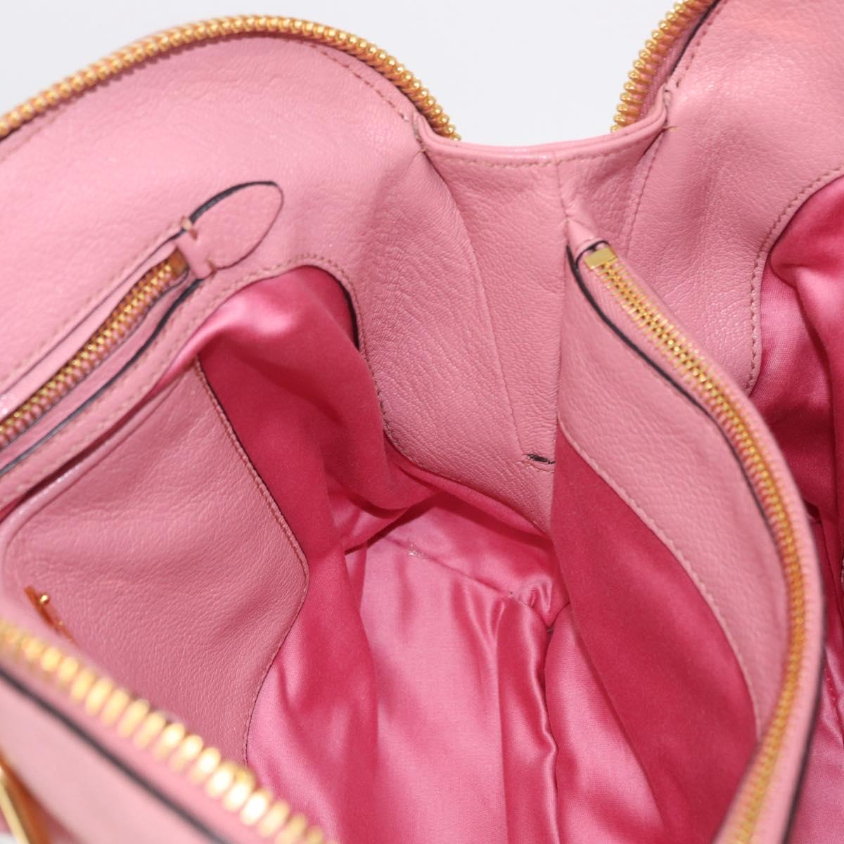 Miu Miu Hand Bag Leather 2way Pink Gold Auth BA16056A