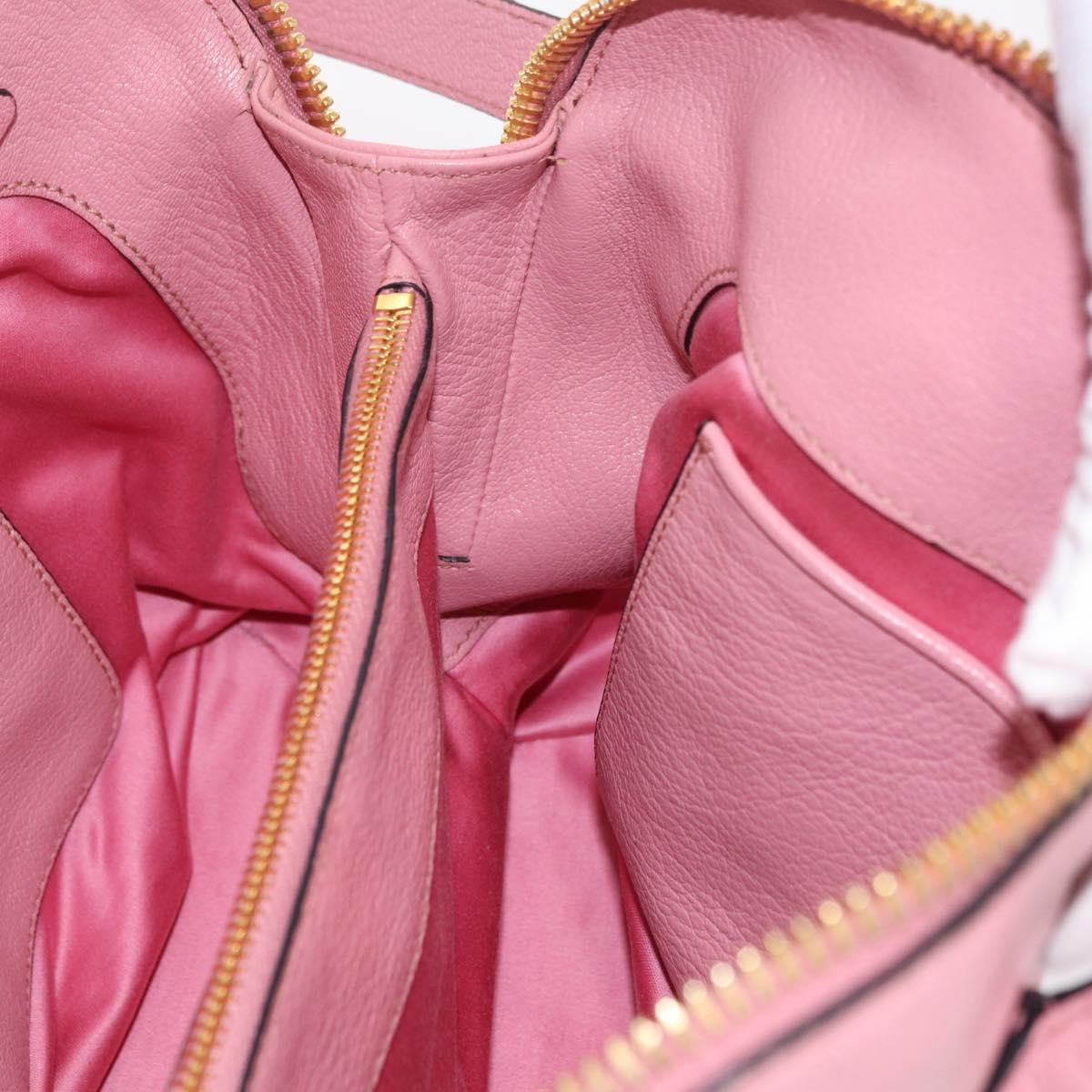 Miu Miu Hand Bag Leather 2way Pink Gold Auth BA16056A