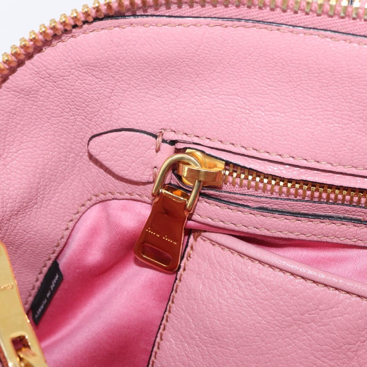 Miu Miu Hand Bag Leather 2way Pink Gold Auth BA16056A