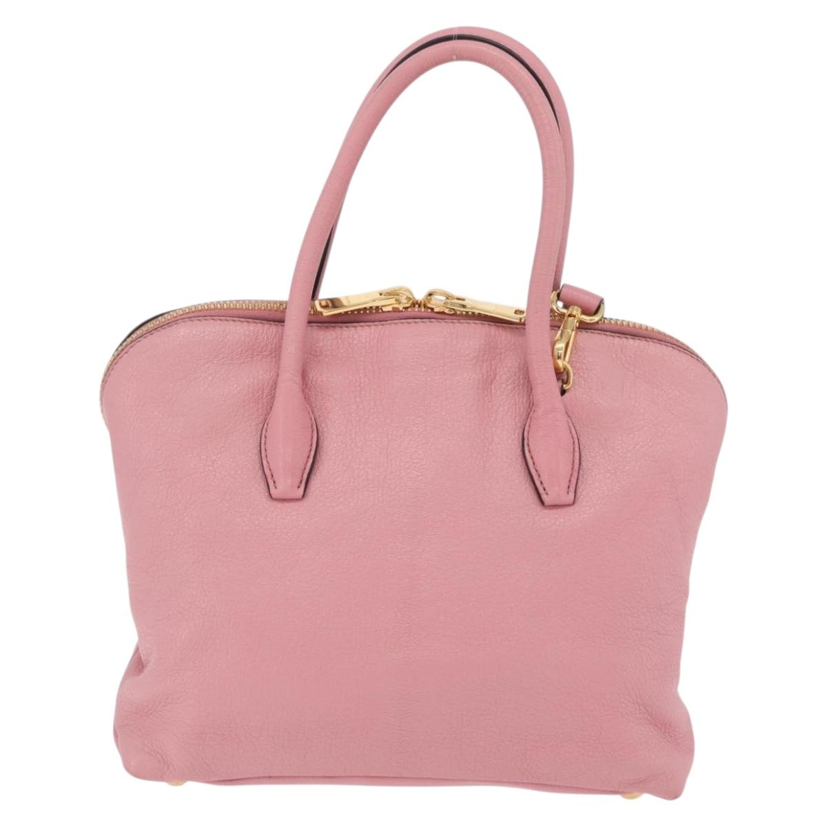 Miu Miu Hand Bag Leather 2way Pink Gold Auth BA16056A